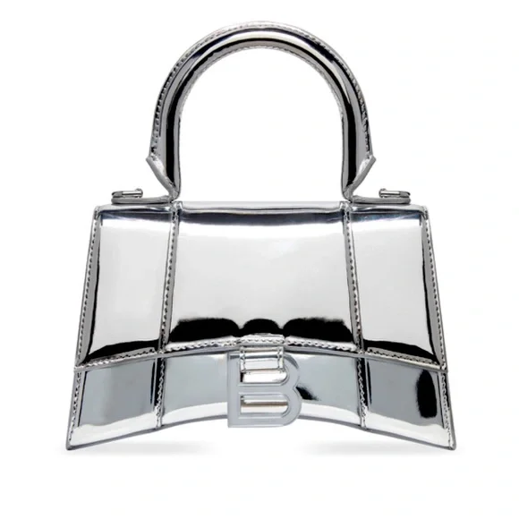 BALENCIAGA HOURGLASS XS HANDBAG MIRROR EFFECT IN SILVER - Main Image